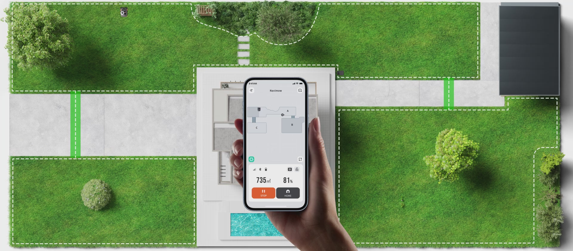 Ladda video: <p>Övervaka Navimow-status i realtid</p>